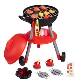 28 PCS BBQ Grill Playset, Kids Toys Kitchen Playset with Sound & Light, Little Chef Play