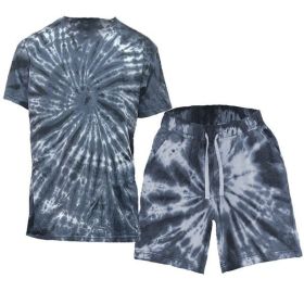 Tye Dye Shirt and Short Set (Color: BLACK, size: 3XL)